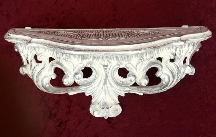 Barock Wandkonsole, Konsole, Antik Wandregal, Spiegelkonsole Weiss Silber Dualcolour 38x20x16 Ablage