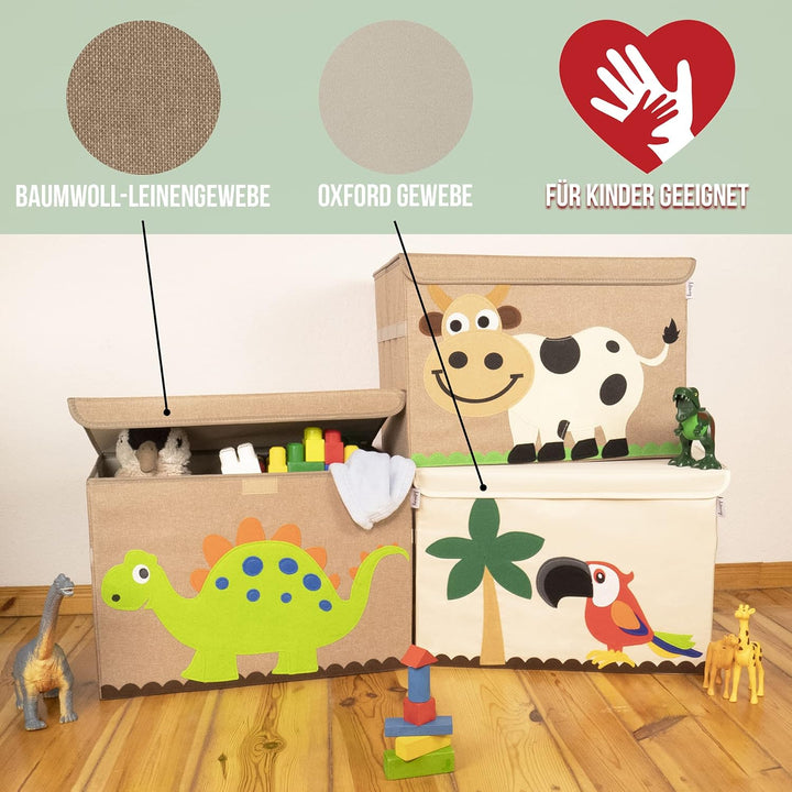 Aufbewahrungsbox Kinder gross 51 x 36 x 36 I Spielzeugkiste I Kiste mit Deckel für Kinderzimmer I Au