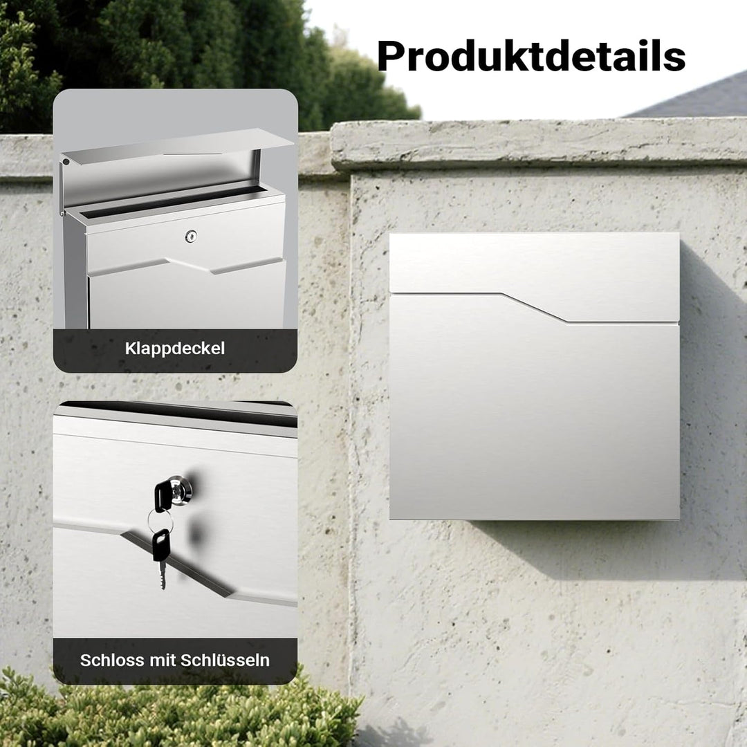 Moderner Design Briefkasten V19 Wandbriefkasten Post Edelstahl Zeitungsrolle Mailbox