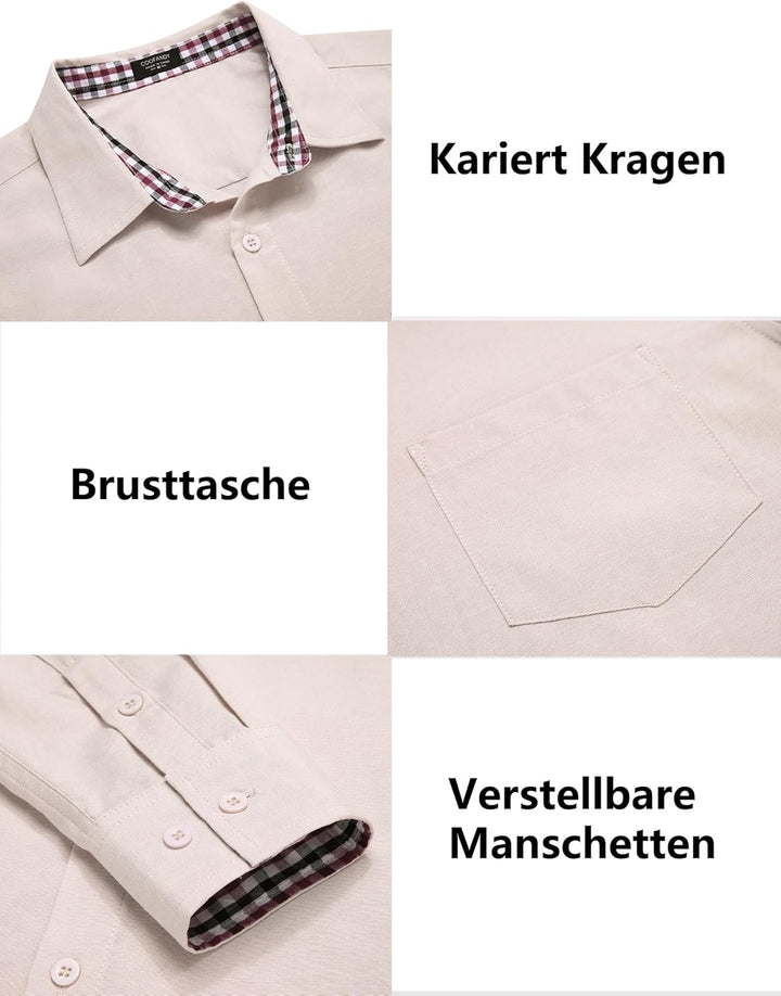 COOFANDY Hemd Herren Langarm Bügelfrei Oxford-Hemd Langarm Casual Hemd Button Down Hemd Basic-Shirt