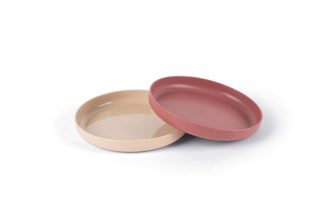 Dantoy - Tiny Biobased Plate Set - Nude & Ruby Red (6240)