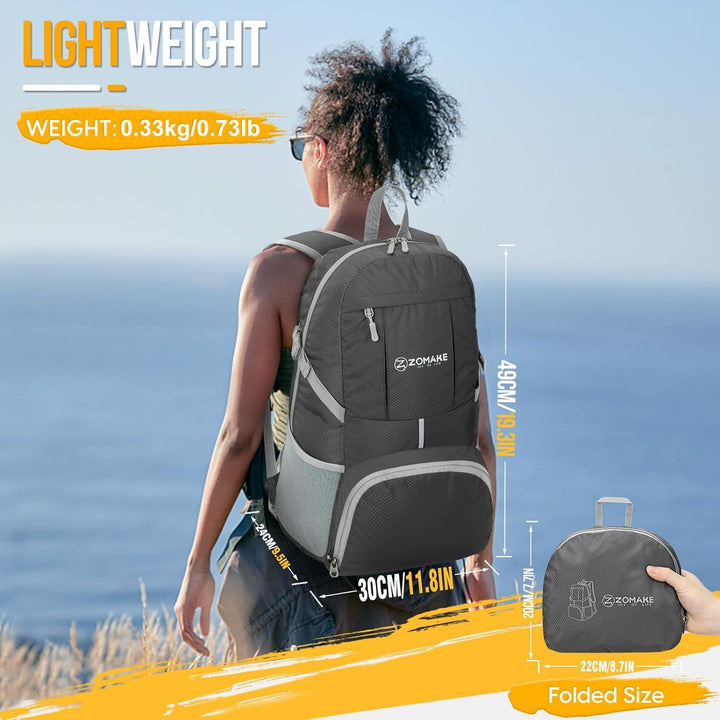 ZOMAKE 35 L Leicht Faltbarer Rucksack Packbare Backpacks, Kleiner Rucksäcke Wanderrucksack Wasserdic