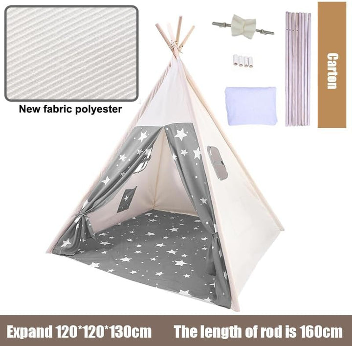 Camiraft Kinder Tipi Zelt,Sternen klassisches indisches Spielzelt für Kinder,Kinderzelte aus Baumwol