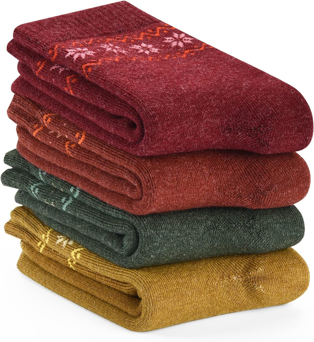 4 Stück Winter Warme Wollsocken Frauen Socken Wandersocken Strick Outdoor Freizeit Socken für Frauen