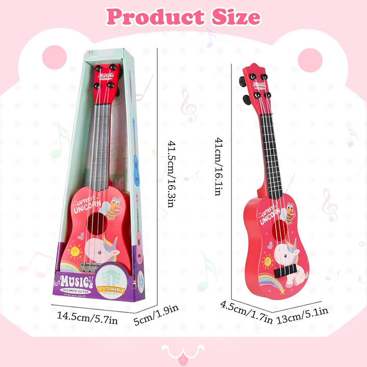 42cm Kindergitarre Mit 4 verstellbaren Saiten Ukulele Gitarre Spielzeug für Kleinkinder Anfänger Jun