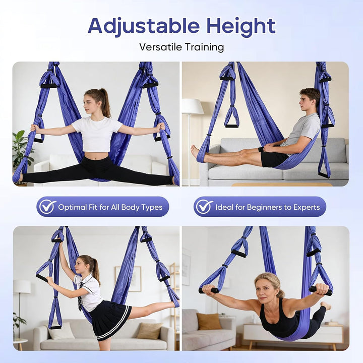 Aerial Yoga-Hängematte mit 6 Griffen, geeignet für Studios und Zuhause, Hängemattenschaukel-Set für