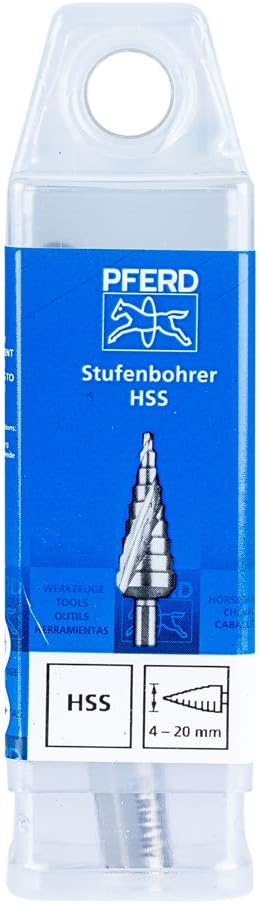 PFERD HSS Stufenbohrer | 9 Stufen Ø 4-20 mm, 3-Flächenschaft-ø 8 mm | 25201037 – zum gratfreien Bohr