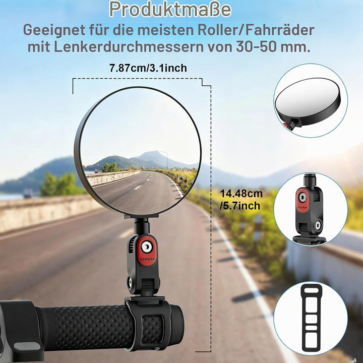 2 Stück Rückspiegel für Segway Ninebot MAX G30 &amp; G3, Einstellbarer Weitwinkel-Rückspiegel, Kompatibe