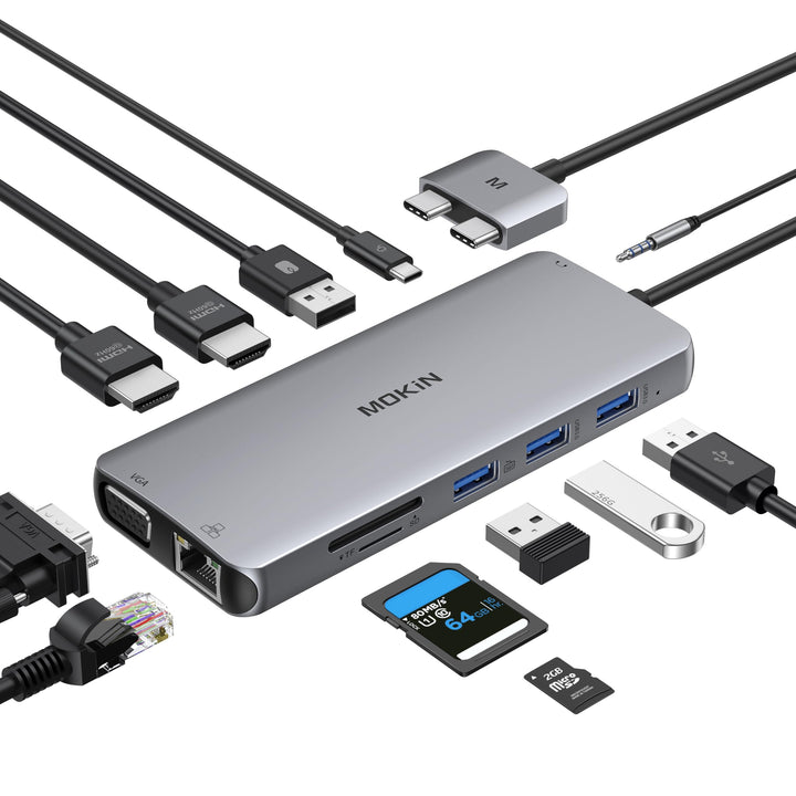 MacBook Docking Station Dual Monitor, MOKiN 12 in 2 Thunderbolt 3 USB C Adapter für MacBook Pro/Air