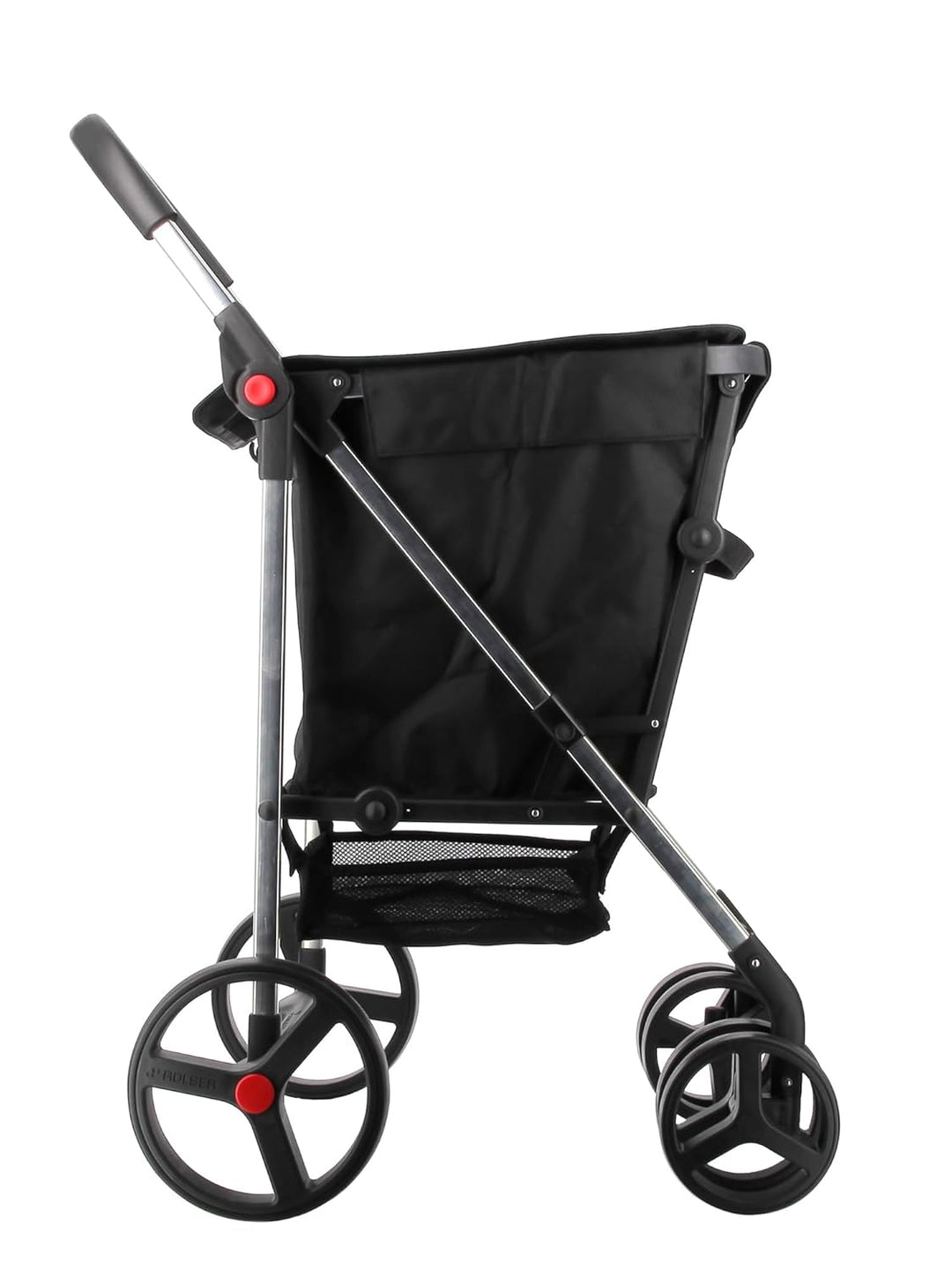 Klappbarer Einkaufstrolley Rolser Basquet MF 4 grosse Räder (2 drehbare) - Schwarz, Schwarz