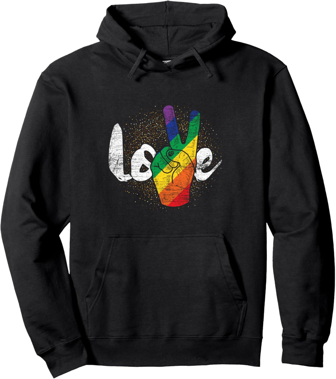 Liebe Peace Zeichen LGBT Regenbogen Gay Pride Pullover Hoodie