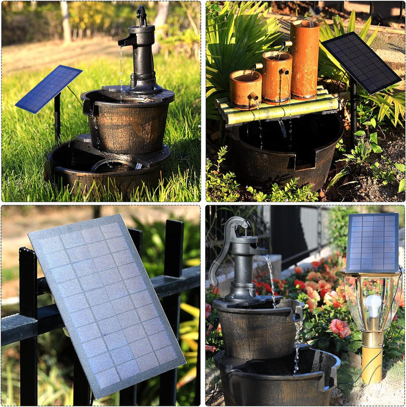 AMZtime 7W DIY Solar Springbrunnen mit 1,5M Wasserleitung und Pfahl, Upgrade Solar Teichpumpe Kit So