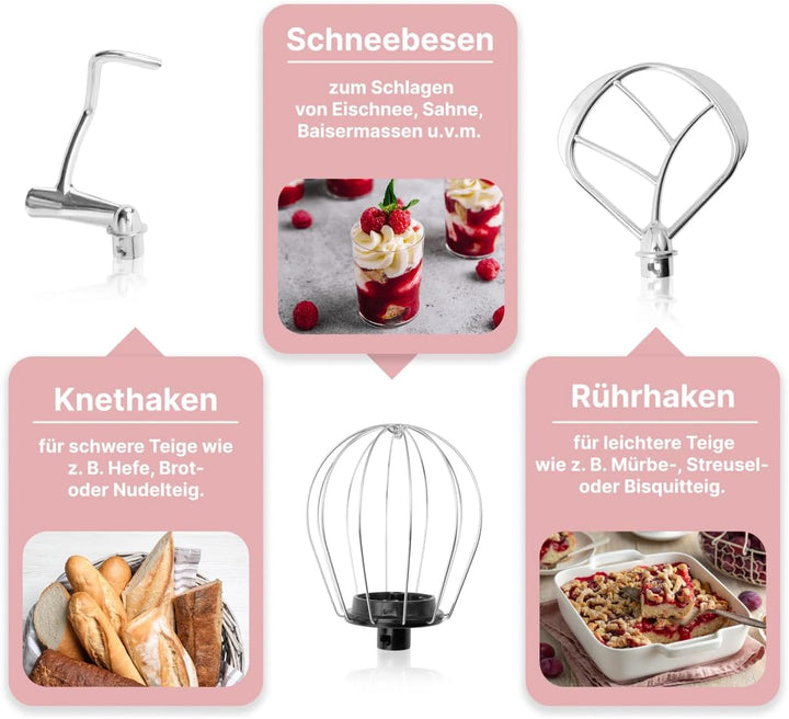 Bomann® Retro Küchenmaschine zum backen | Knetmaschine 5L mit starkem 1100W Motor | Teigmaschine ink