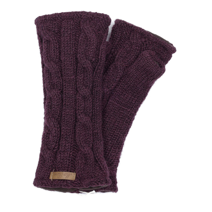 McRon Damen Gestrickte Pulswärmer Modell Emily Dunkelpflaume, Dunkelpflaume