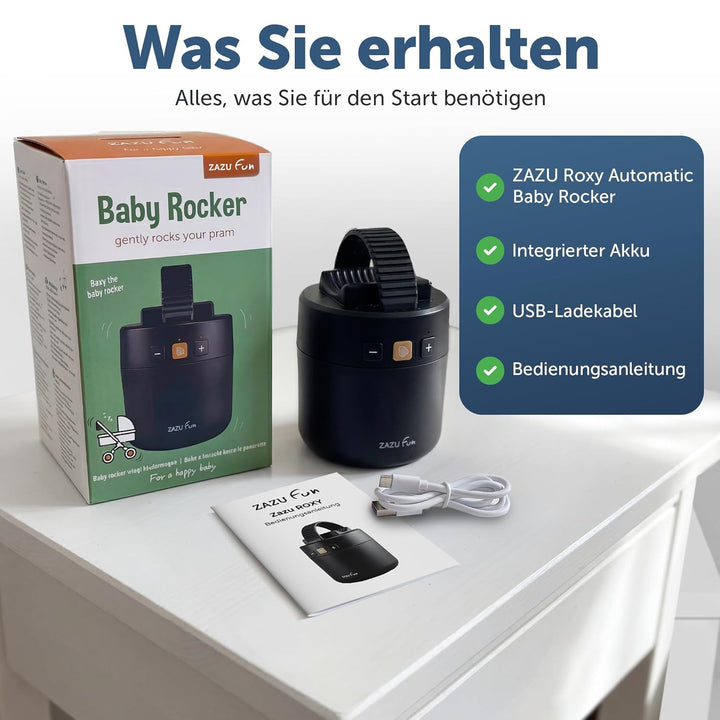 ZAZU ROXY Baby Rocker – Elektrischer Kinderwagen-Schaukler mit Weinen-Sensor, einstellbarer Wipp-Stä