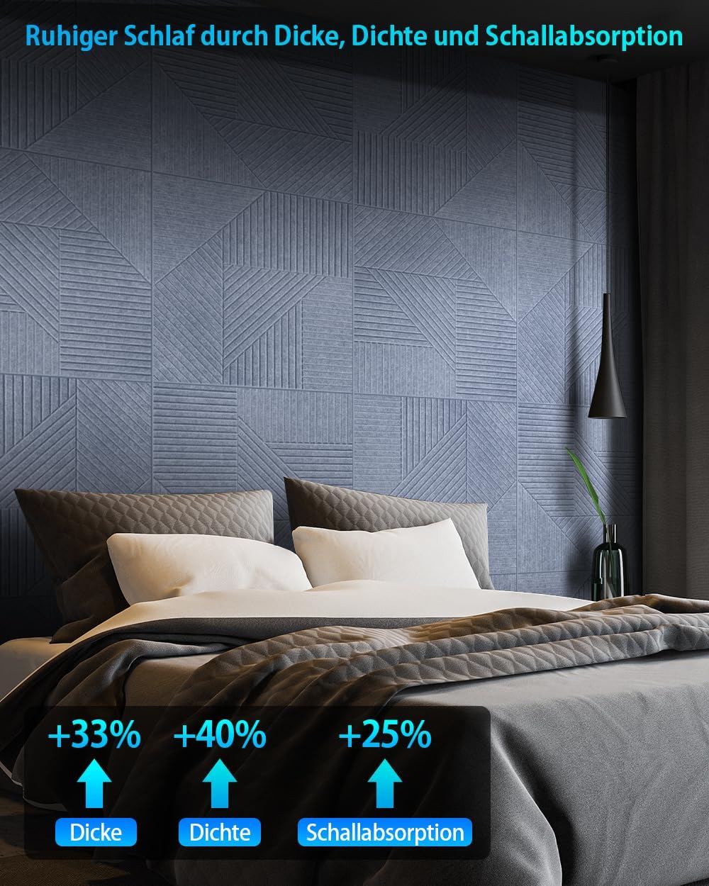 6 Stück Akustikpaneele selbstklebend 60 x 60 x 1,2 cm, Akustikplatten aus Polyester zur Schalldämmun