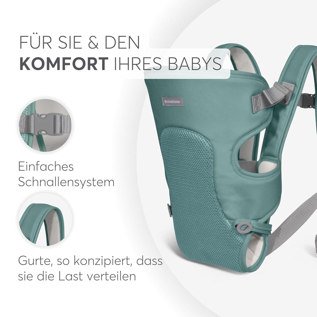 KikkaBoo Babytrage Neugeborenes MYRA, Ab 3 Monaten, Ergonomisch & Bequem, Für Babys bis 9 kg, 3 Trag
