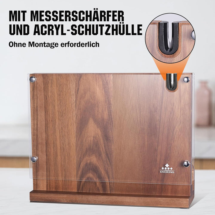 ENOKING Spitzenklasse Plus Messerblock Magnetisch Ohne Messer, Doppelseitiger Magnetischer Messerblo