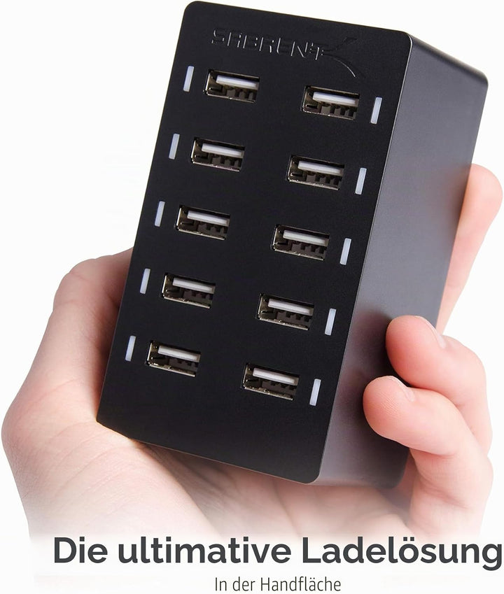 SABRENT USB Ladegerät, 60Watt 10ports USB-Schnellladegerät Ladestation Mehrfach, mit Netzteil, Lades
