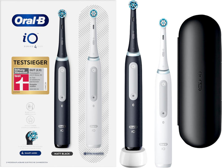 Oral-B iO Series 4 Elektrische Zahnbürste/Electric Toothbrush, Doppelpack & 2 Aufsteckbürsten, 4 Put