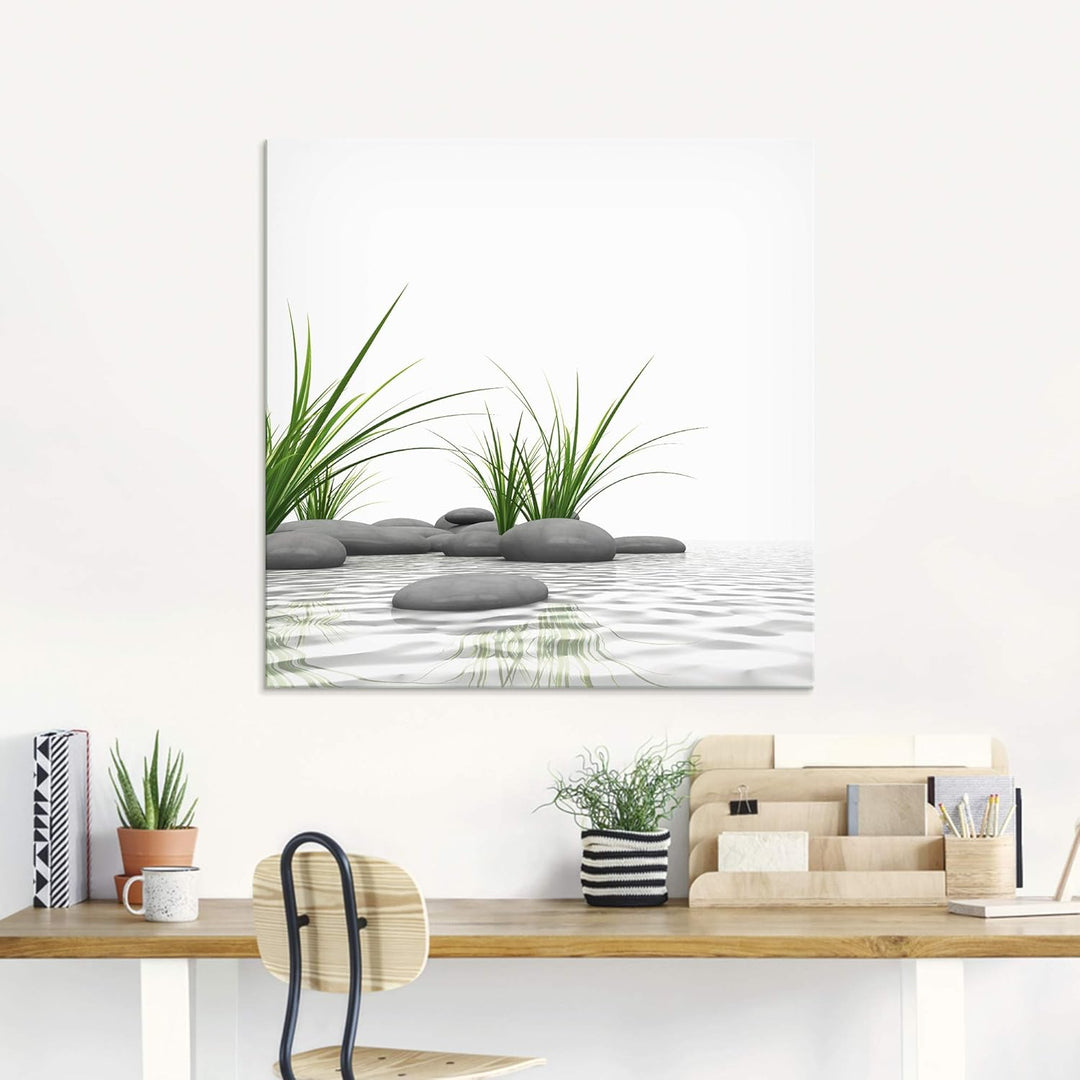 ARTland Wanddeko Glasbilder Wandbild Glas Bild einteilig 100x50 cm Querformat Wellness Zen 3D Steine