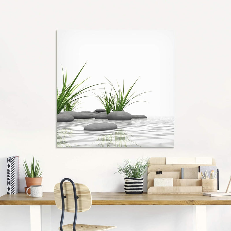 ARTland Glasbilder Wandbild Glas Bild einteilig 60x30 cm Querformat Wellness Zen 3D Steine Entspannu