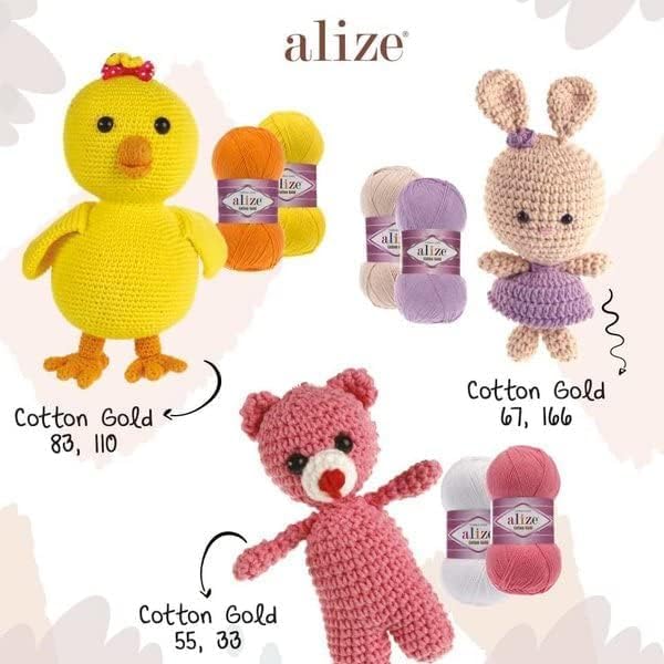 Alize 5 x 100g Cotton Gold Türkische Premium Wolle Baumwolle und Acryl Handstrickgarne | Garn | Yarn
