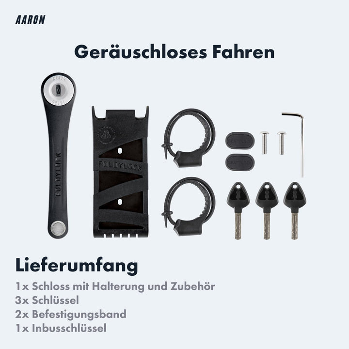 AARON Fahrradschloss - sicheres Faltschloss Stufe 14, patentiertes Hochsicherheitsschloss mit Halter