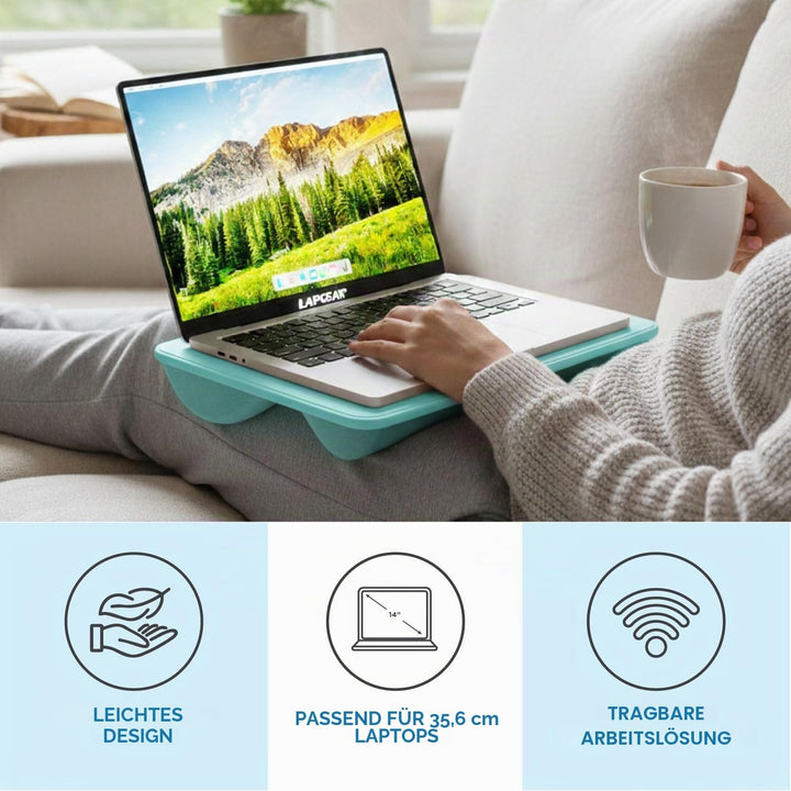 LAPGEAR Kompakter Schossschreibtisch, passend für Laptops bis zu 38,1 cm (15 Zoll), Aqua Sky, Style