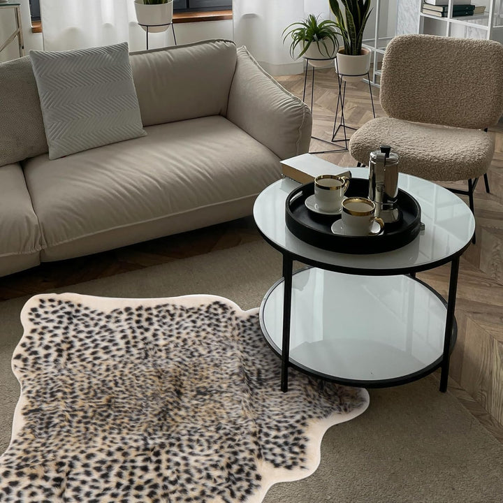 Amosfun Leoparden-Print, Kunst-Plüsch-Teppich mit Leopardenmuster, Fussmatte für Zuhause, Büro, Wohn