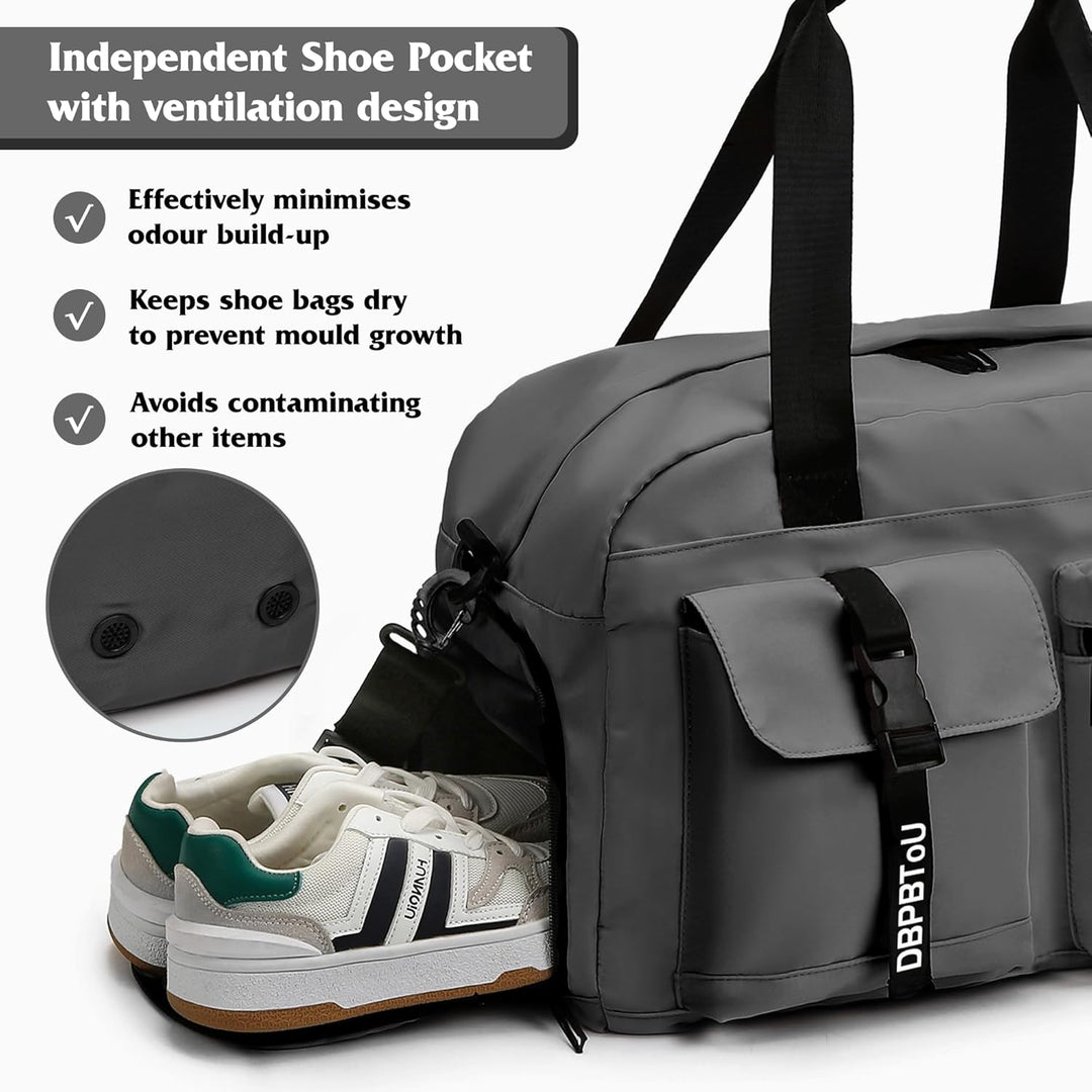 Sporttasche Damen Herren, Reisetasche mit Schuhfach, Trainingstasche mit Nassfach, wasserdichte Week