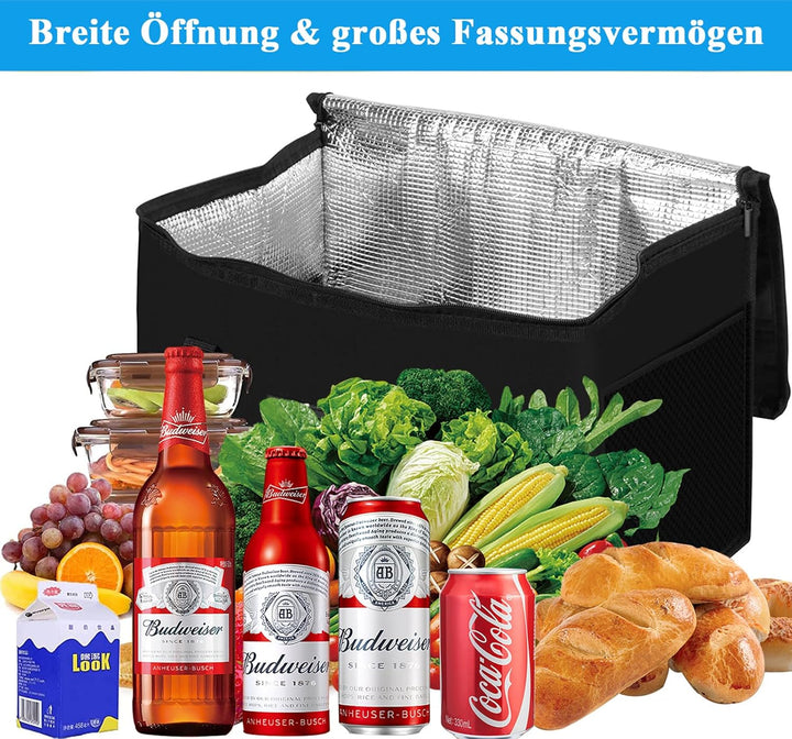 Beautyshow 40L Gross Kühltasche, Wiederverwendbare Einkaufstasche, Dauerhaft Isoliertasche mit Netzt