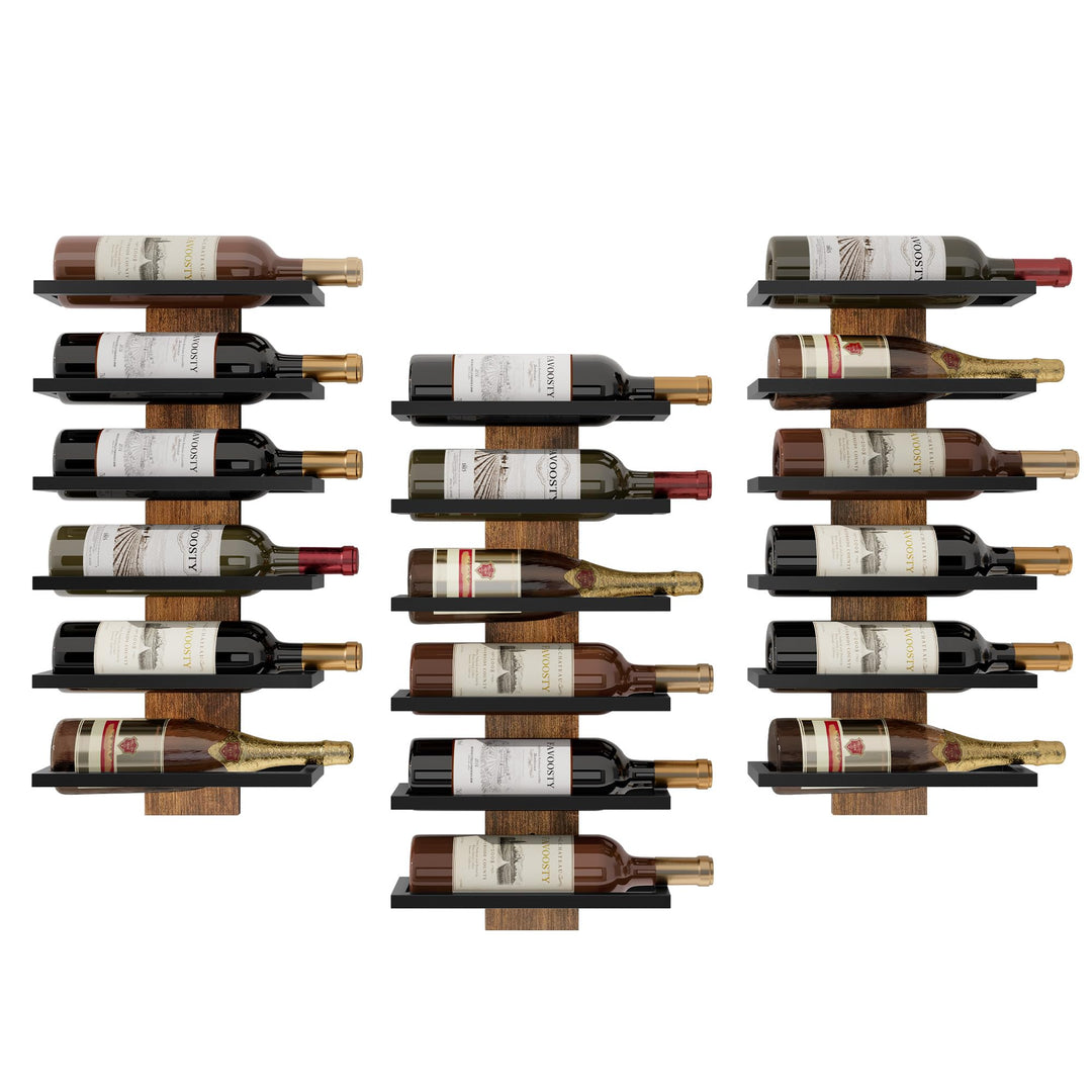 FAVOOSTY Weinregal Wand, Flaschenhalter, Flaschenregal mit 6 Ebenen 3 Set, Metall Weinregal Hängend