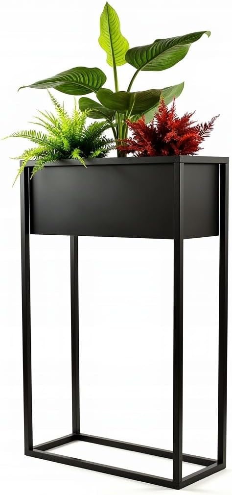 Pflanzenständer Petto - 40x21x80cm - Farbe Schwarz - für Zimmerblumen - Metallregal - Dekorativer Ti