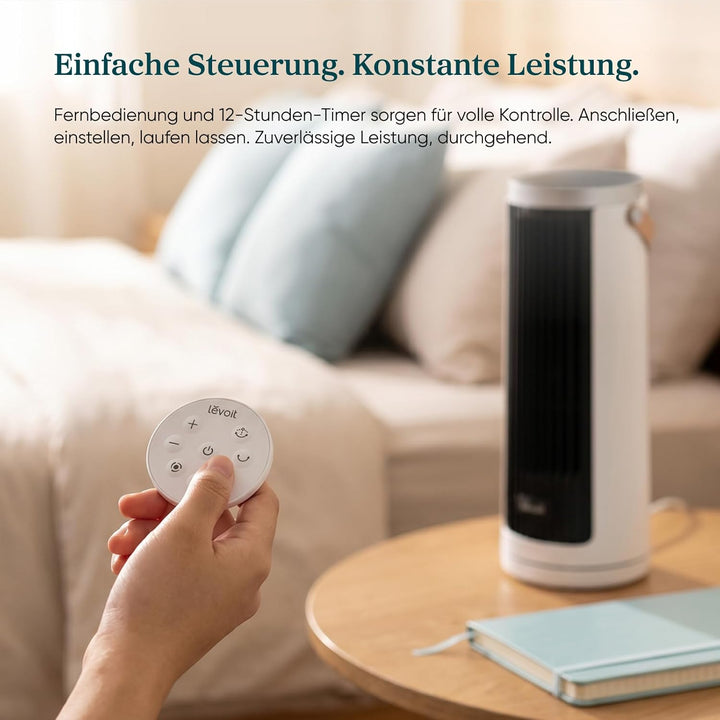Levoit Kompakt Turmventilator DC Motor – alle Stufen leiser Ventilator, ab 20dB – 7m/s Kühlung, 33 c