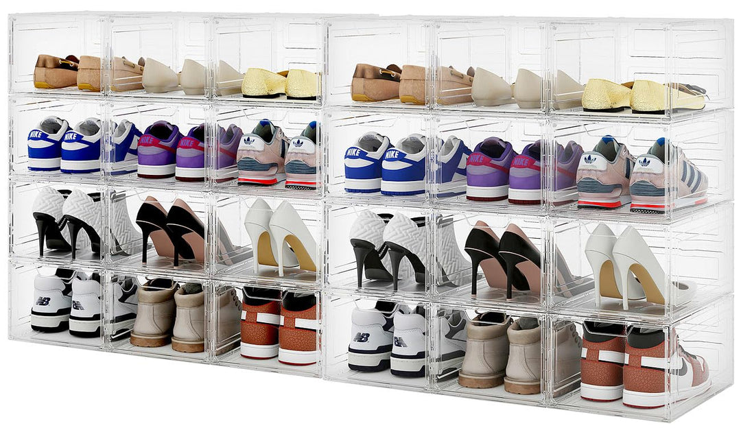 Carlo Milano Schuhorganizer: 24er-Set Transparente Schuhbox, stapelbar, Schuhe bis Grösse 47 (Aufbew