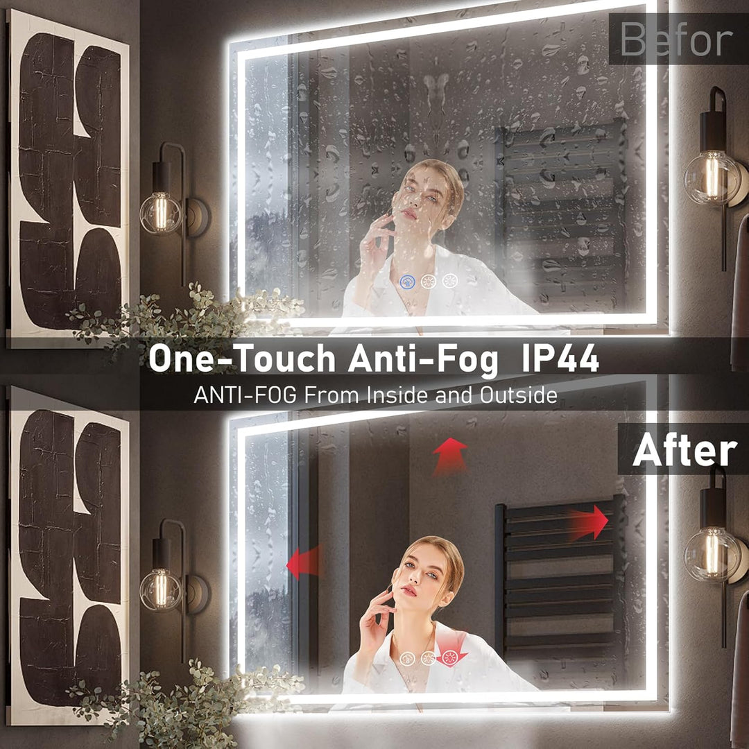 Ratsamee Badspiegel mit Beleuchtung LED, 100x70cm Spiegel mit Light, Wandspiegel mit Frontbeleuchtun