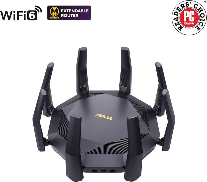 ASUS RT-AX89X Gaming Router (Ai Mesh WLAN System, WiFi 6 AX6000, 10G RJ45, 10G SFP+, 2.2 GHz QC CPU,