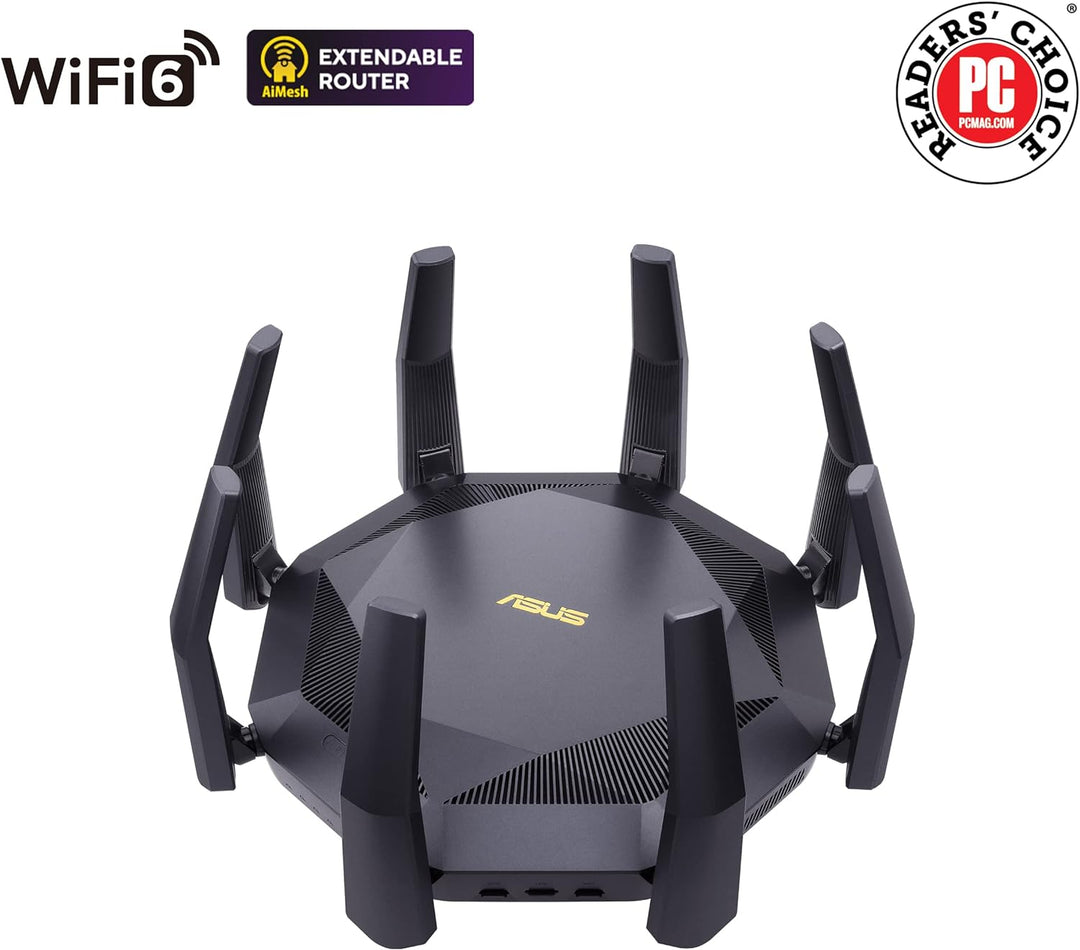 ASUS RT-AX89X Gaming Router (Ai Mesh WLAN System, WiFi 6 AX6000, 10G RJ45, 10G SFP+, 2.2 GHz QC CPU,