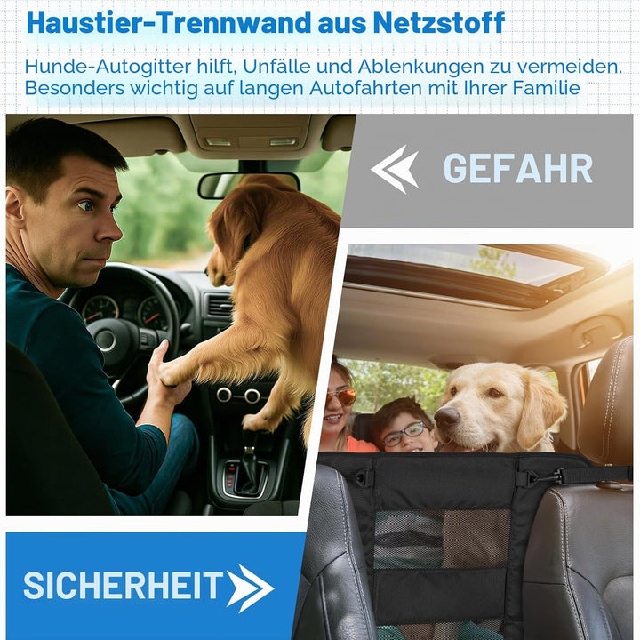 Wellbro Hunde Auto Rücksitz Barriere Gepolstert und Langlebig Nylon Netz Haustier Barriere Fahrzeug