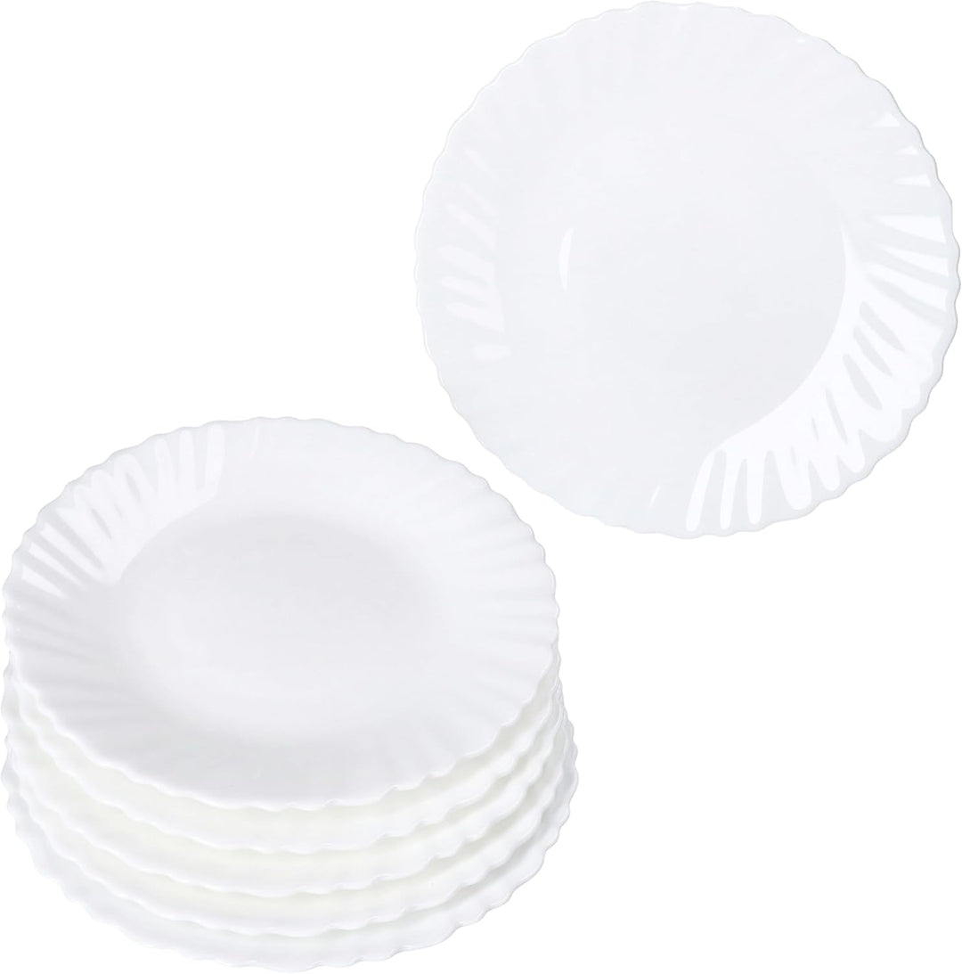 MamboCat 6er Set Kuchenteller Arkona I Ø 19 cm I weisse kleine Opalglas-Teller mit feinem Relief für