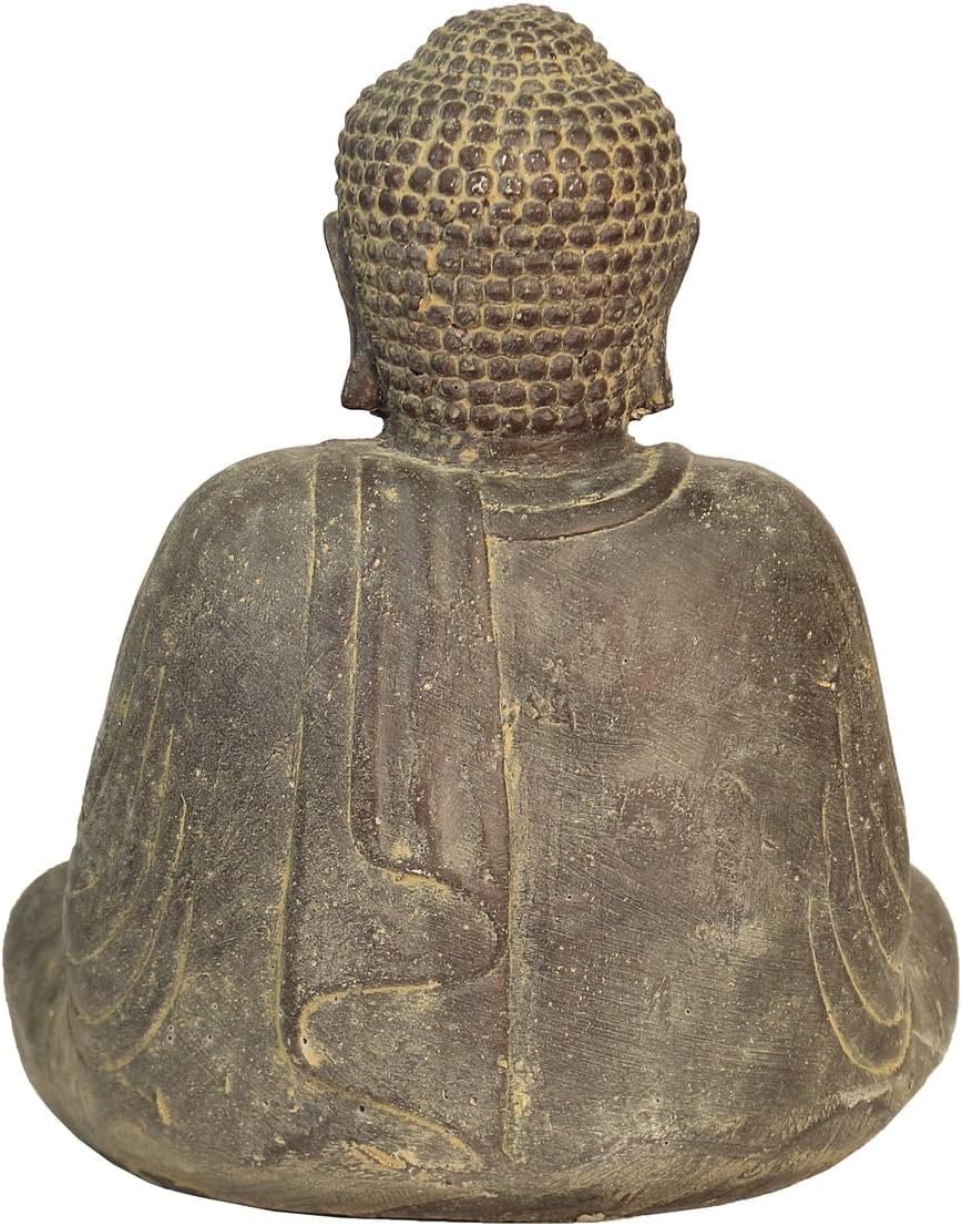 Oriental Galerie Japan Buddha Figur sitzend Skulptur Lotussitz Meditationsgeste Stein Lavasand Bali