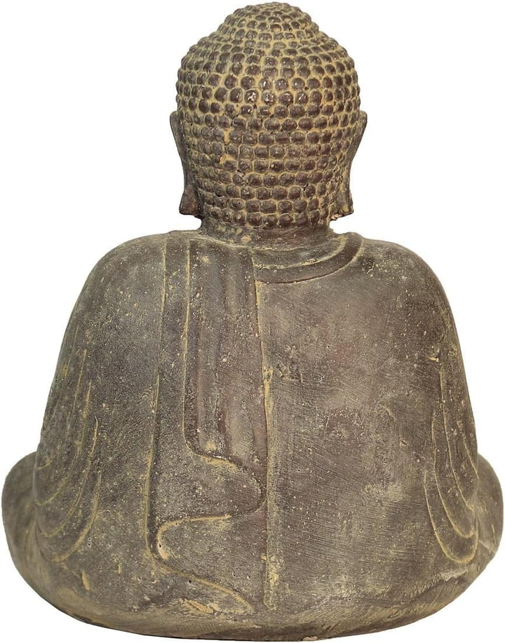 Oriental Galerie Japan Buddha Figur sitzend Skulptur Lotussitz Meditationsgeste Stein Lavasand Bali