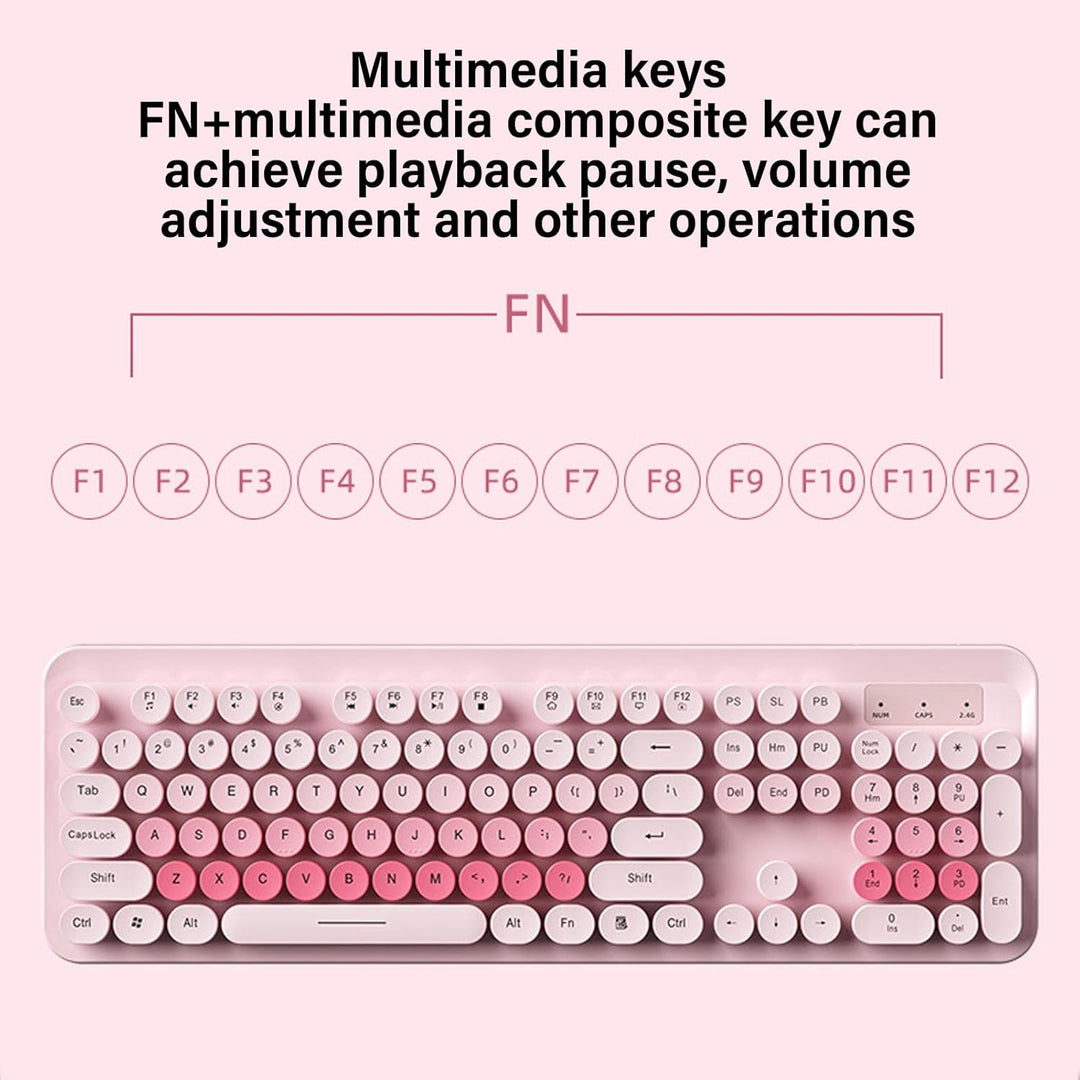 Topiky Kabellose Schreibmaschinen-Tastatur und Maus-Kombination, Retro-Büroset mit 104 Tasten in Vol
