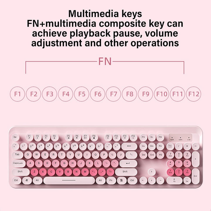 Topiky Kabellose Schreibmaschinen-Tastatur und Maus-Kombination, Retro-Büroset mit 104 Tasten in Vol