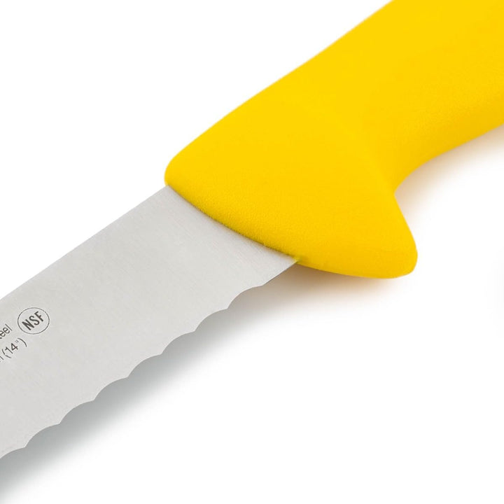 Arcos Kuchenmesser Flexibel Gezahnt 35 cm - Edelstahl NITRUM - Polypropylen Griff Gelb - Präziser Sc