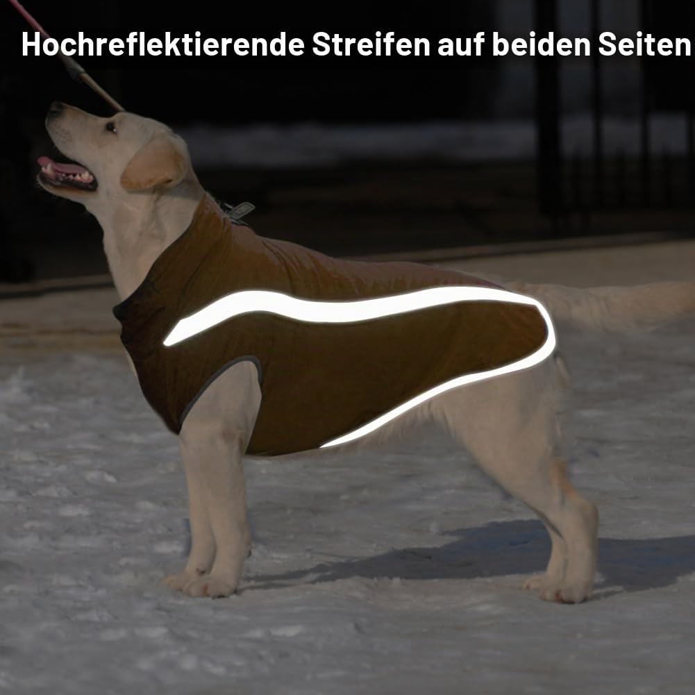 FEimaX Hundemantel Hundejacke wasserdichte Reflektierende Wintermantel mit Fleece Gefüttert Hund Wel