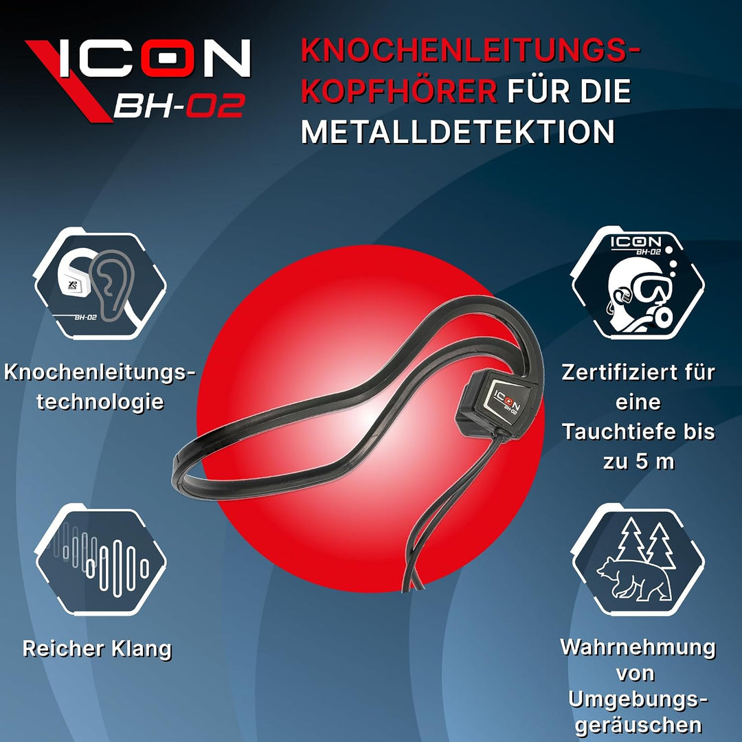 XP Metal Detectors BH-02, kabelgebundener Knochenleitungs-Kopfhörer, entwickelt für ICON oder ICONX