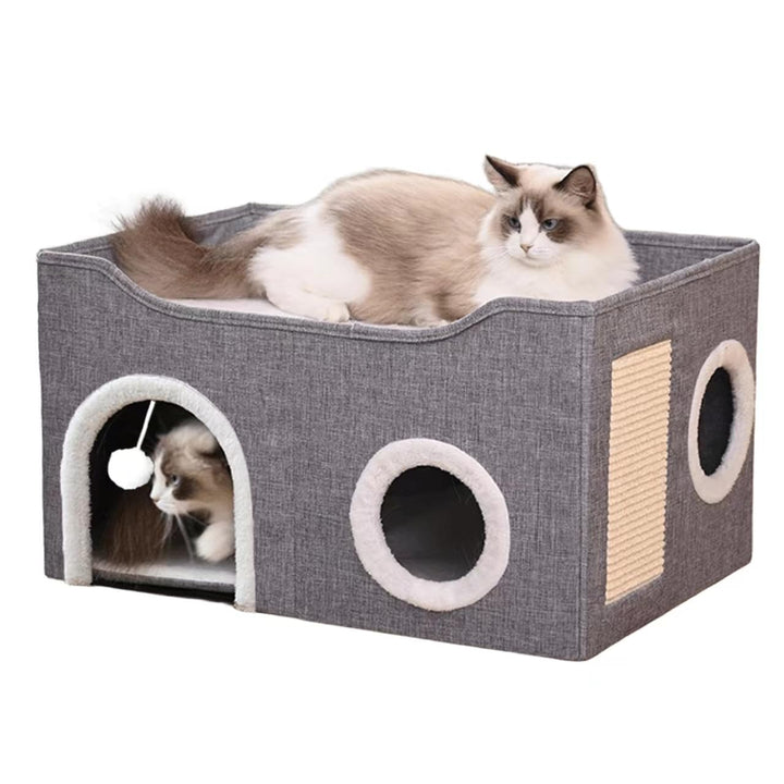 ERNAN Katzenhöhle,Katzenbetten,Katzenhaus, Faltbare Katzenbetthöhle mit Kratzbrett und Spielball, Fa