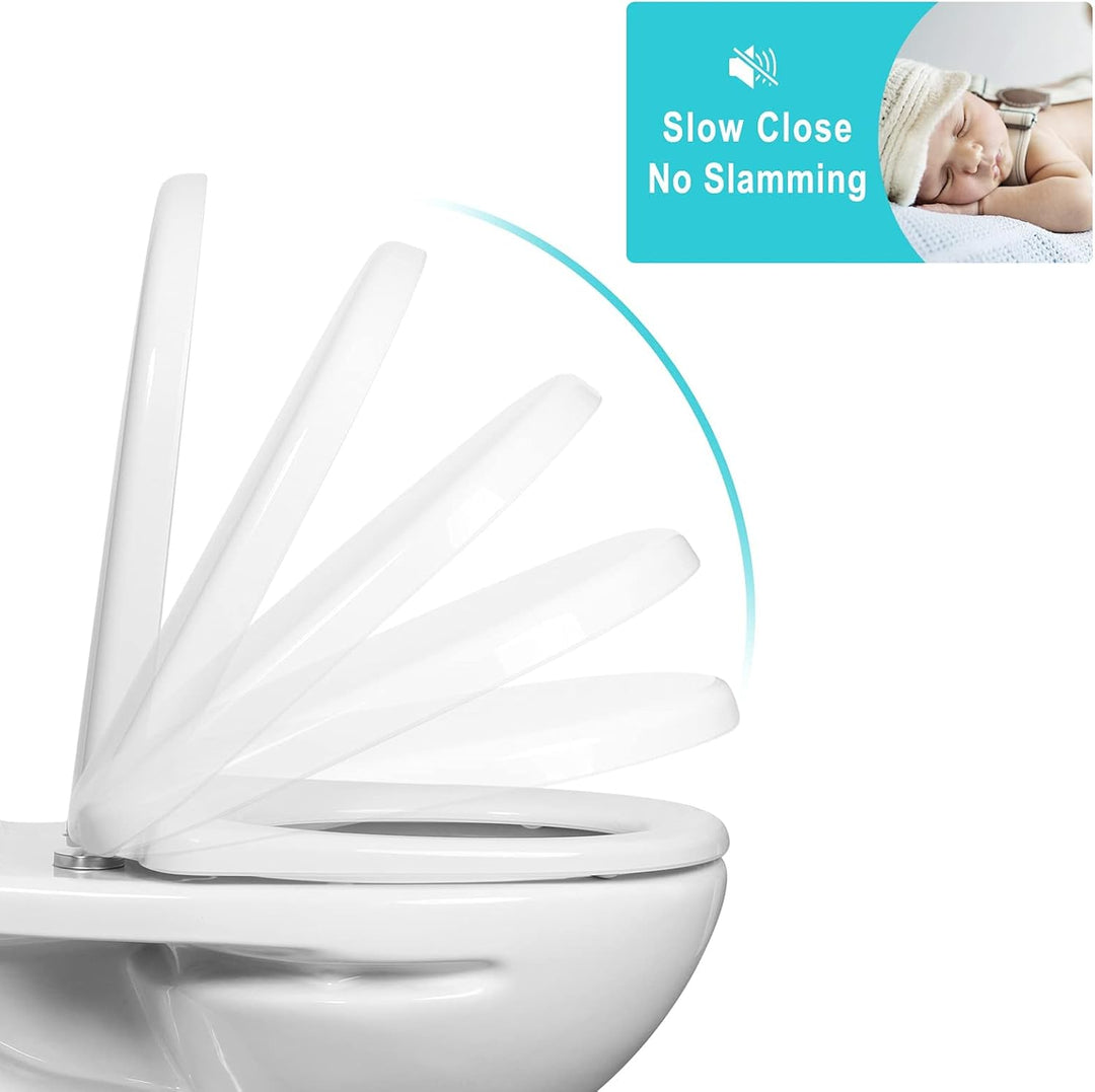 WOLTU Toilettendeckel,WC Sitz mit Absenkautomatik,Klodeckel D-Form weiss Kunststoff, Softclose Antib